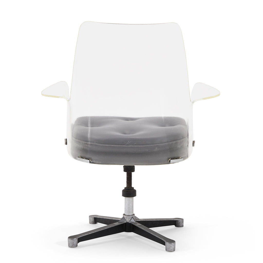 Lucite & Black Leather Arm Chair