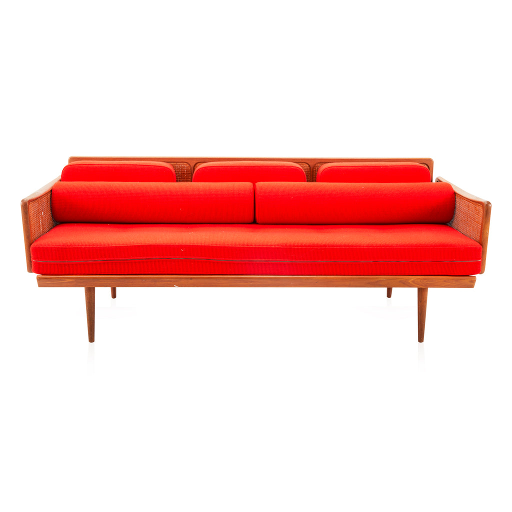 Red & Wicker Modern Sofa
