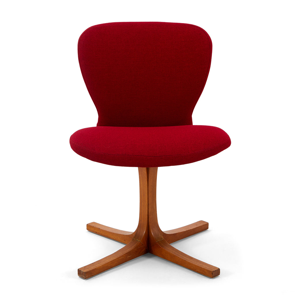 Red Fabric & Wood Base Dining Chair