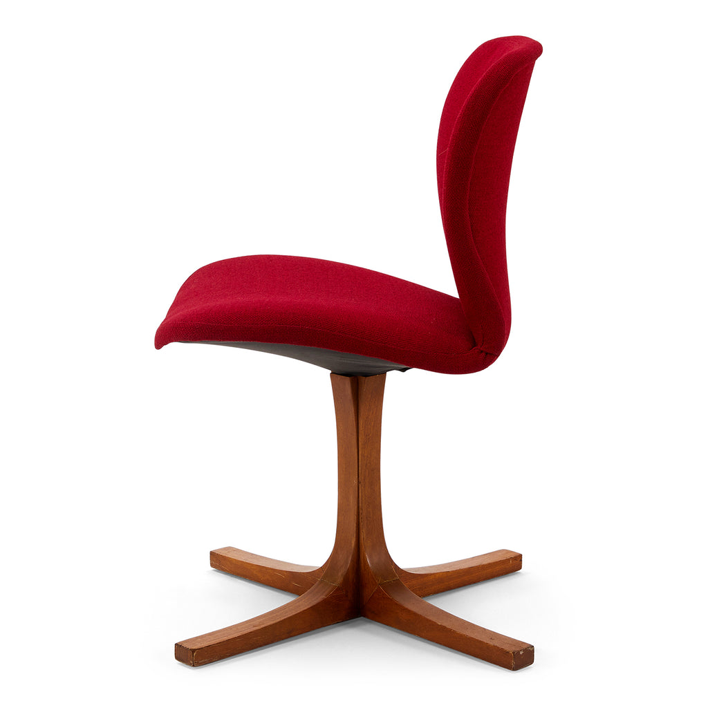 Red Fabric & Wood Base Dining Chair