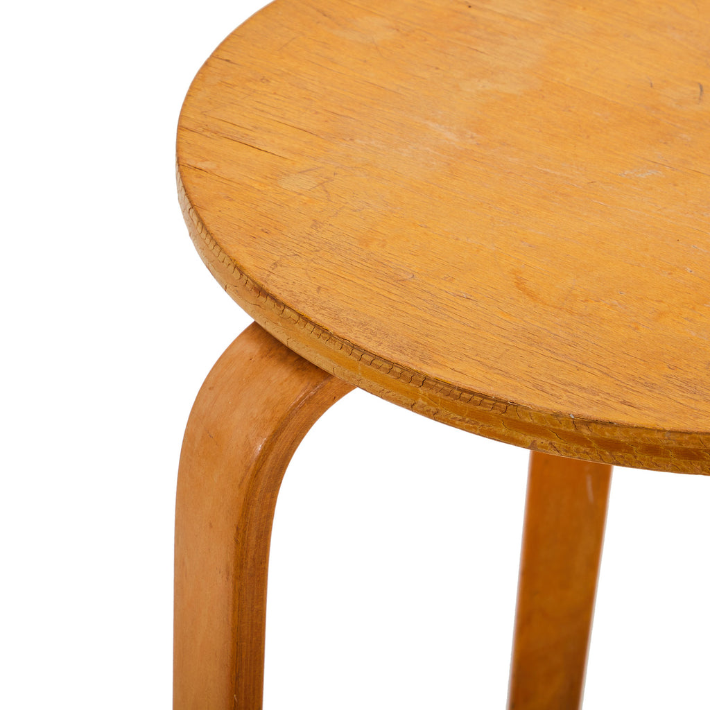 Wood Three Leg Bent Aalto Style Side Table