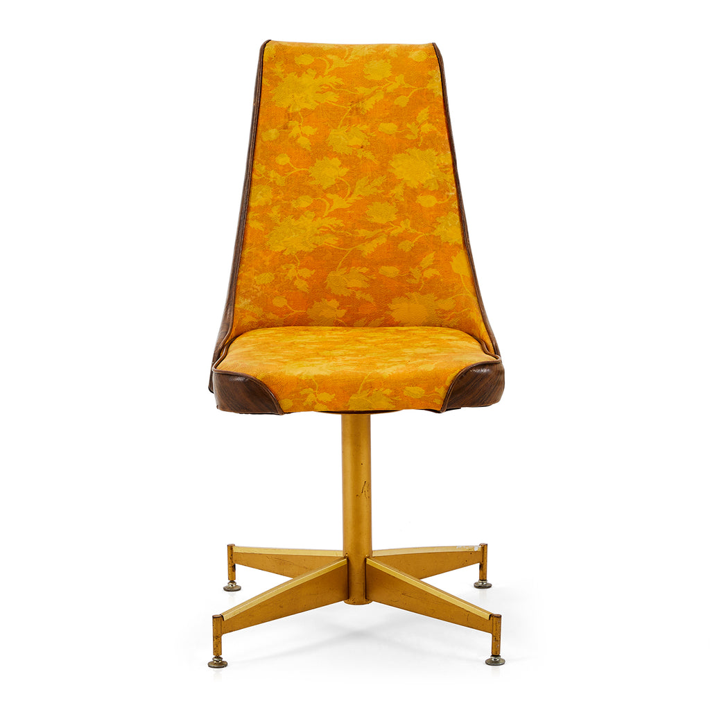 Yellow & Brown Floral Vinyl Dining Chair