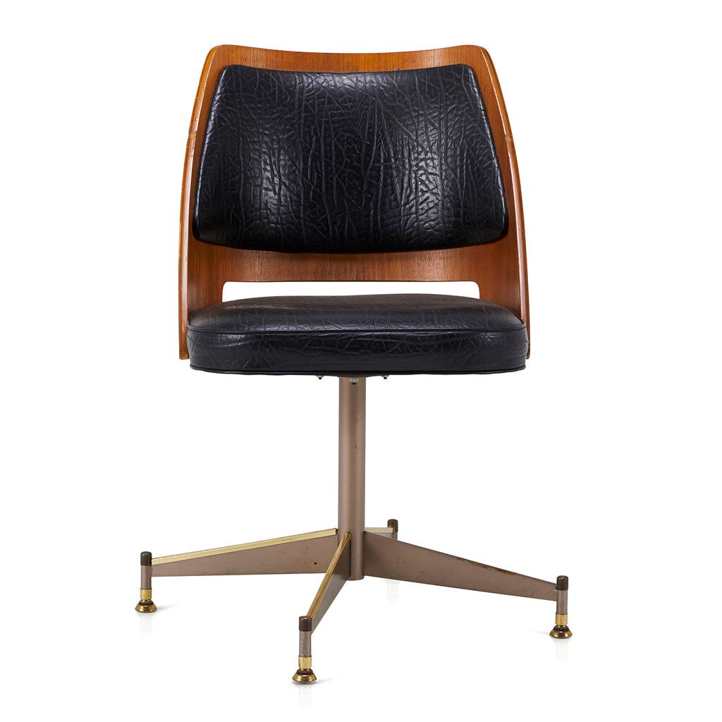 Wood & Black Leather Modern Dining Chair