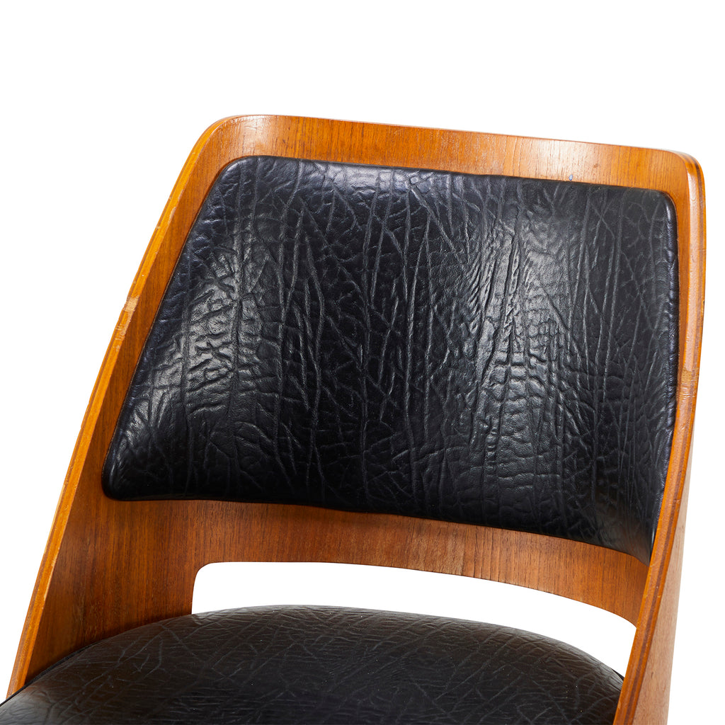 Wood & Black Leather Modern Dining Chair