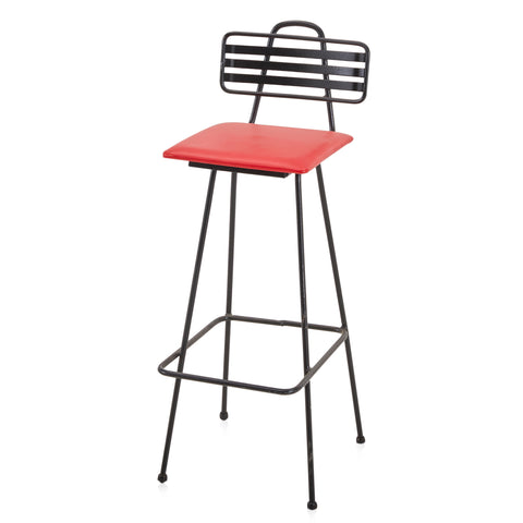 Red and Black Metal Barstool