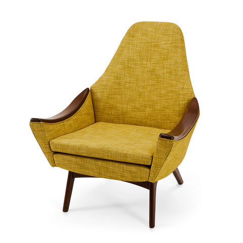 Yellow Mid Century High Back Lounge Chair
