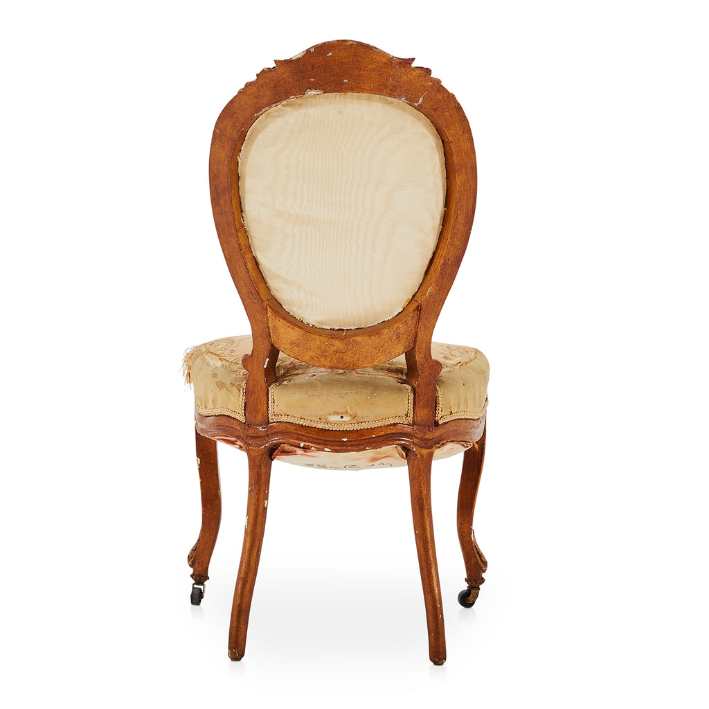 Wood & Tan Upholstered  Victorian Side Chair