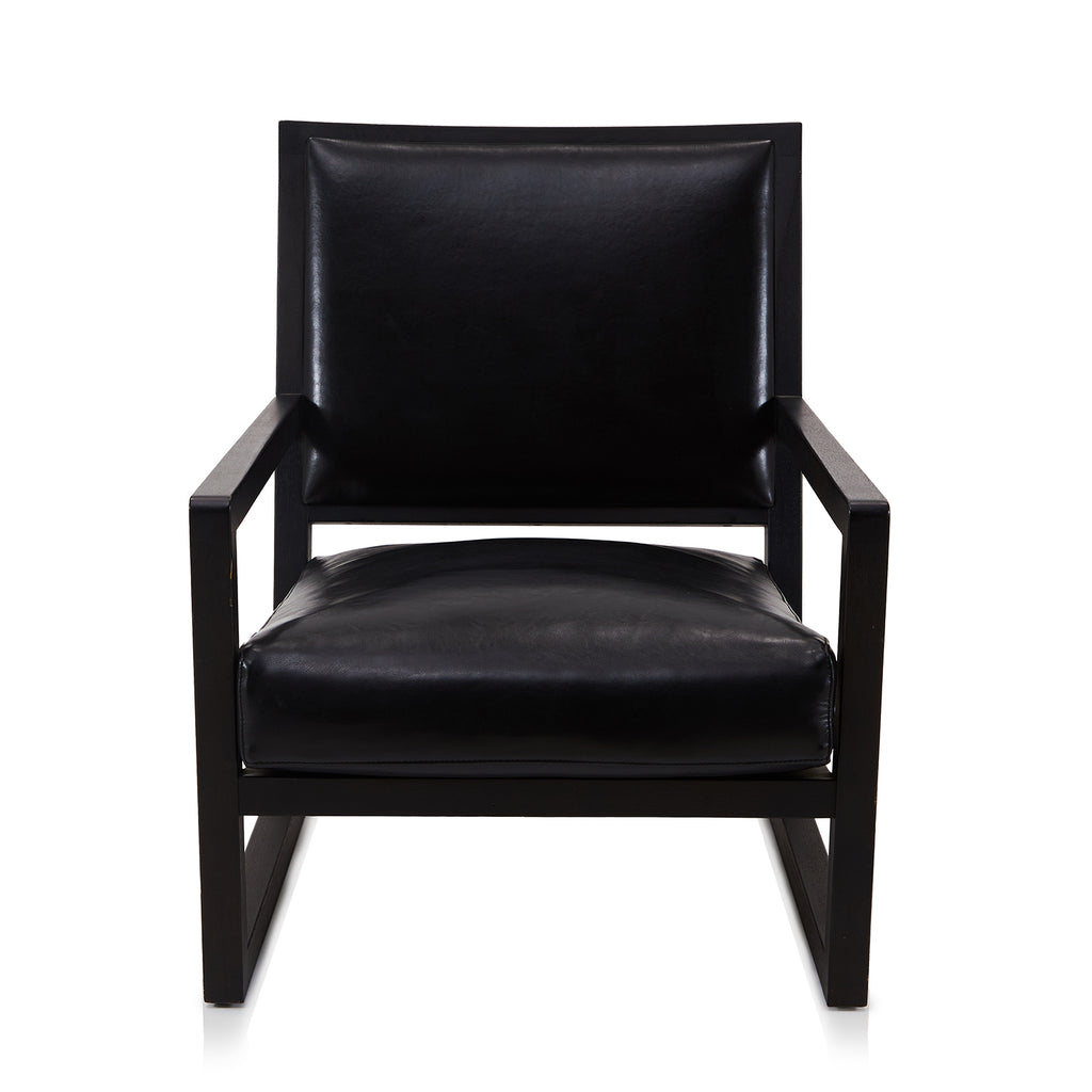 Black Leather Modern Lounge Chair