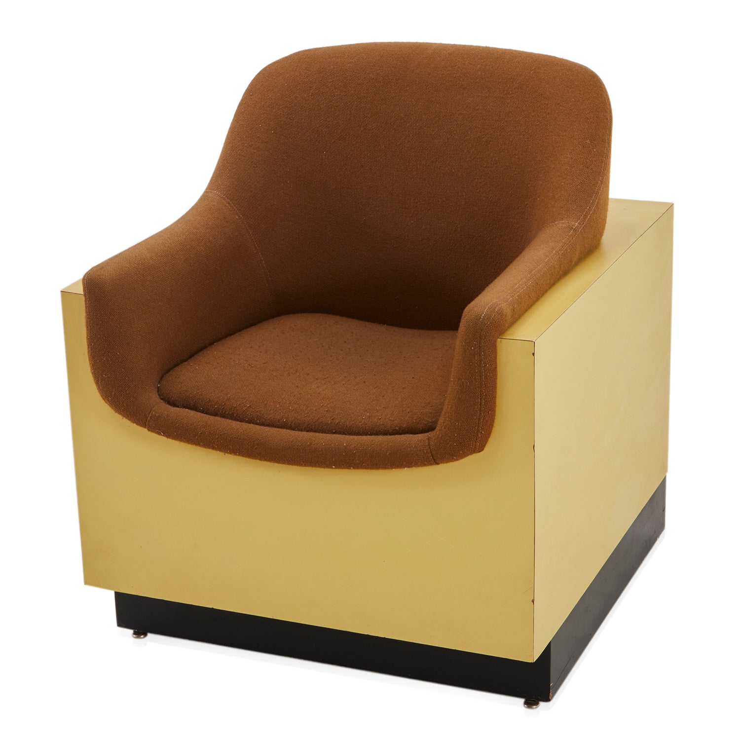 Brown & Yellow Box Modern Lounge Chair - Gil & Roy Props