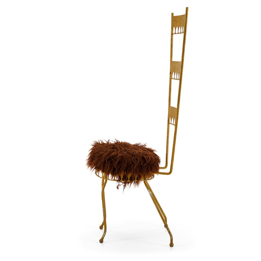 Gold & Brown Ostrich High Back Side Chair