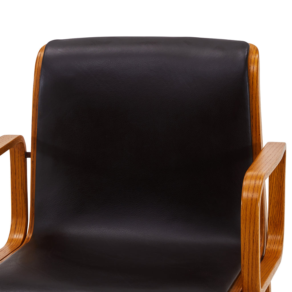 Espresso Leather Dining Arm Chair with Wood Frame