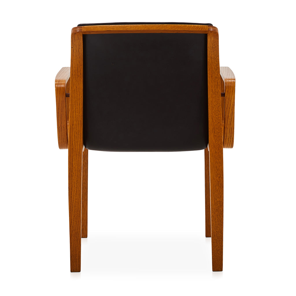 Espresso Leather Dining Arm Chair with Wood Frame