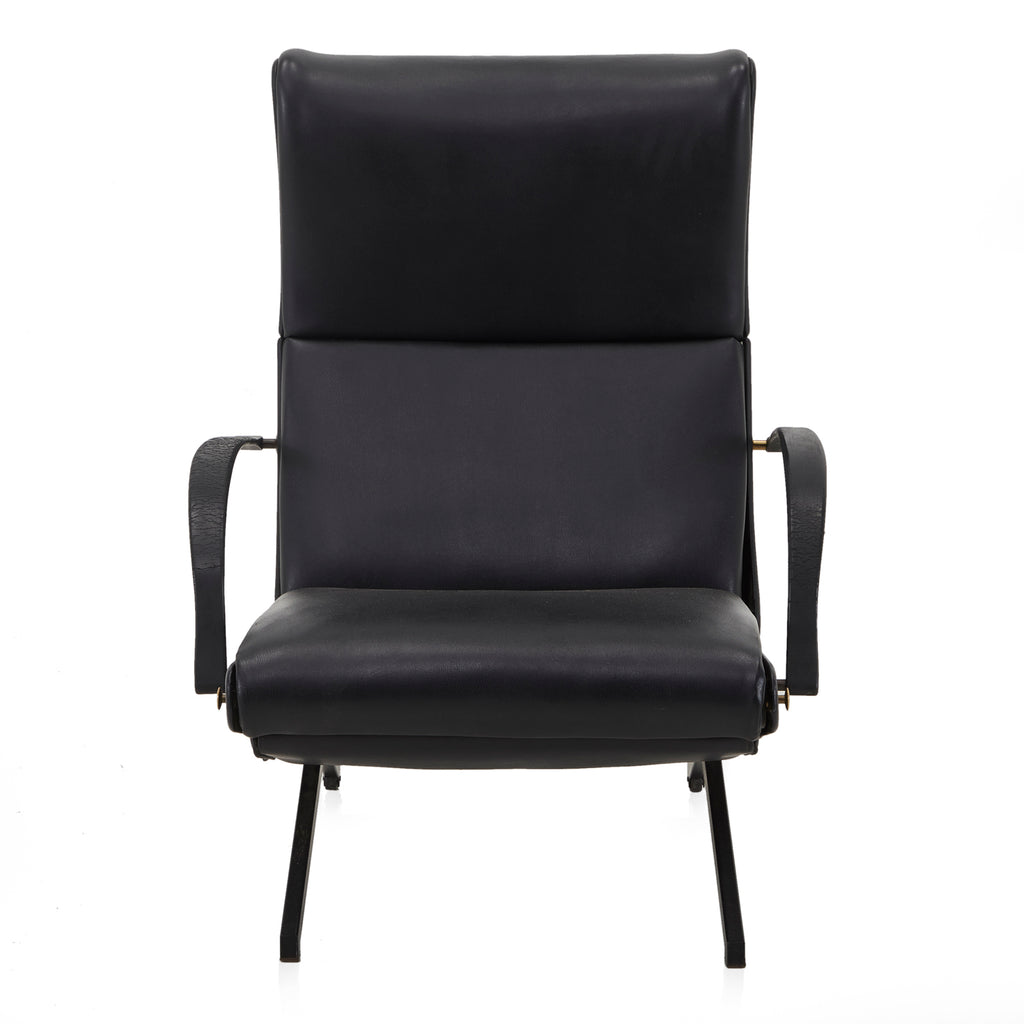 Black Borsani Leather Reclining Lounge Chair