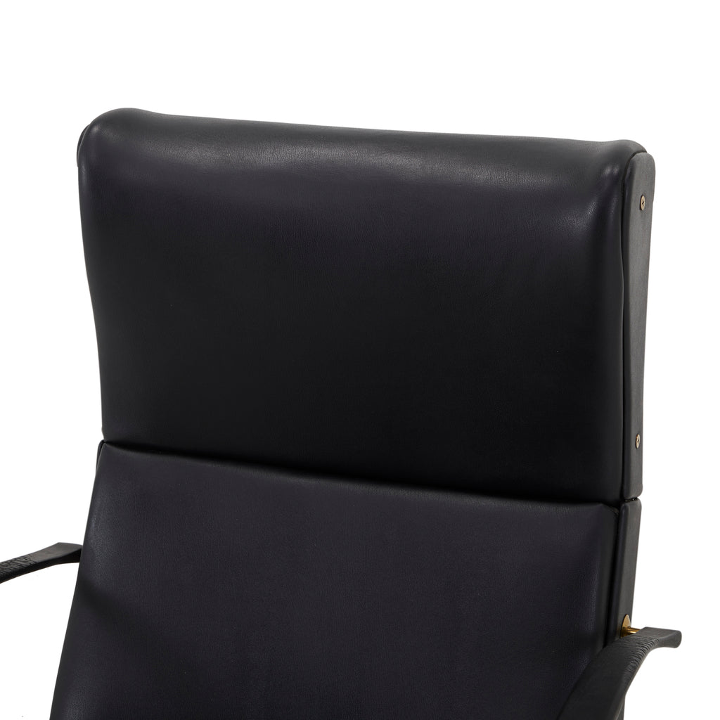 Black Borsani Leather Reclining Lounge Chair