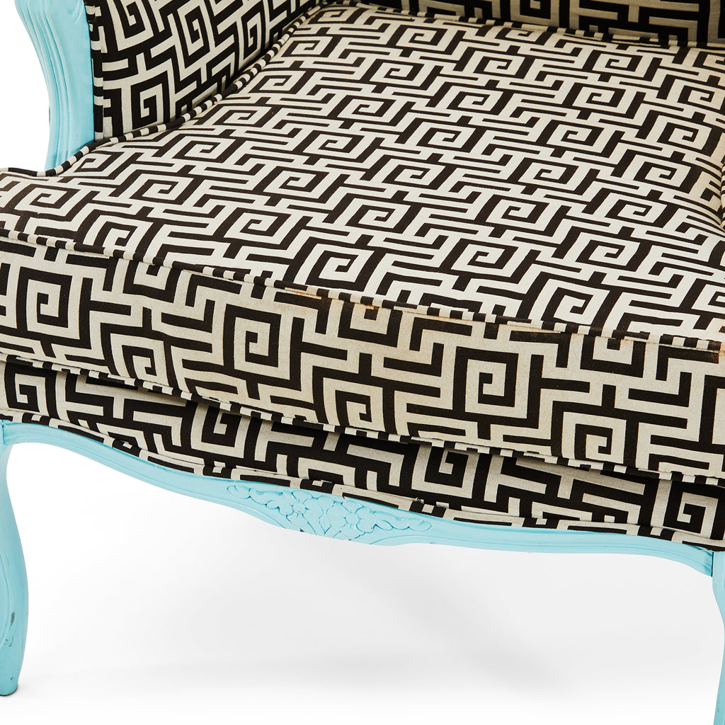 Wingback Patterned Chair - Black White
