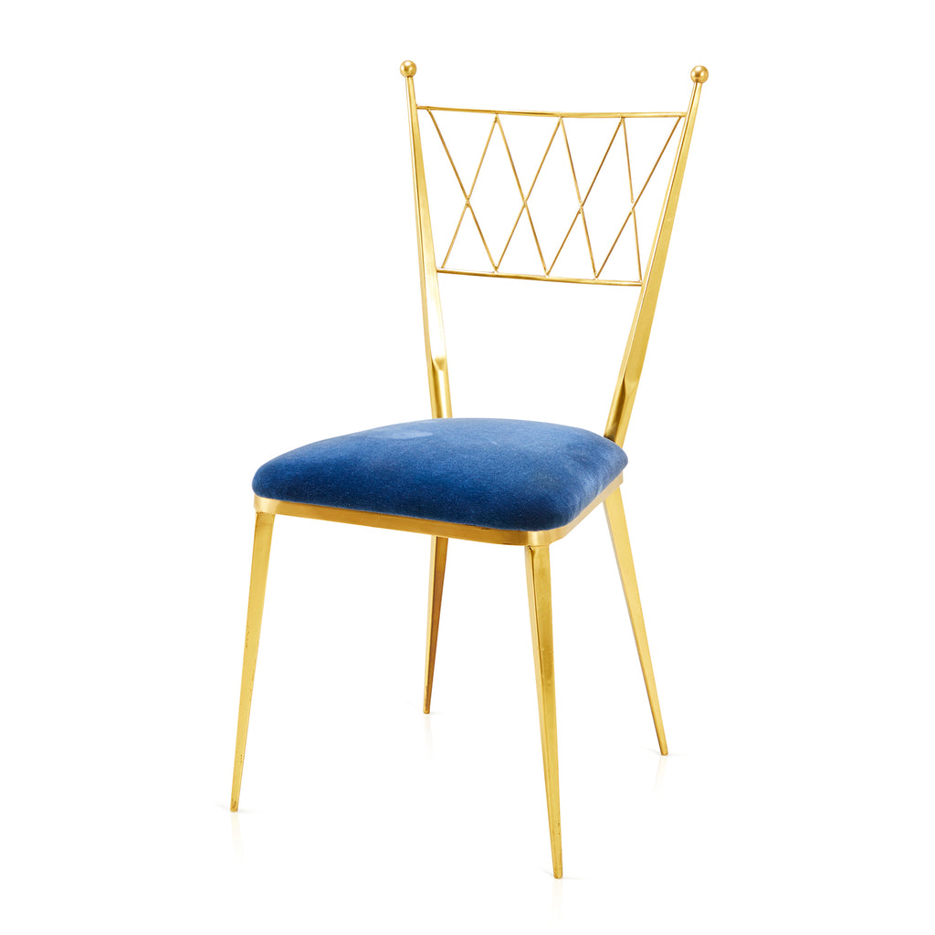 Gold & Blue Cushion Dining Chair