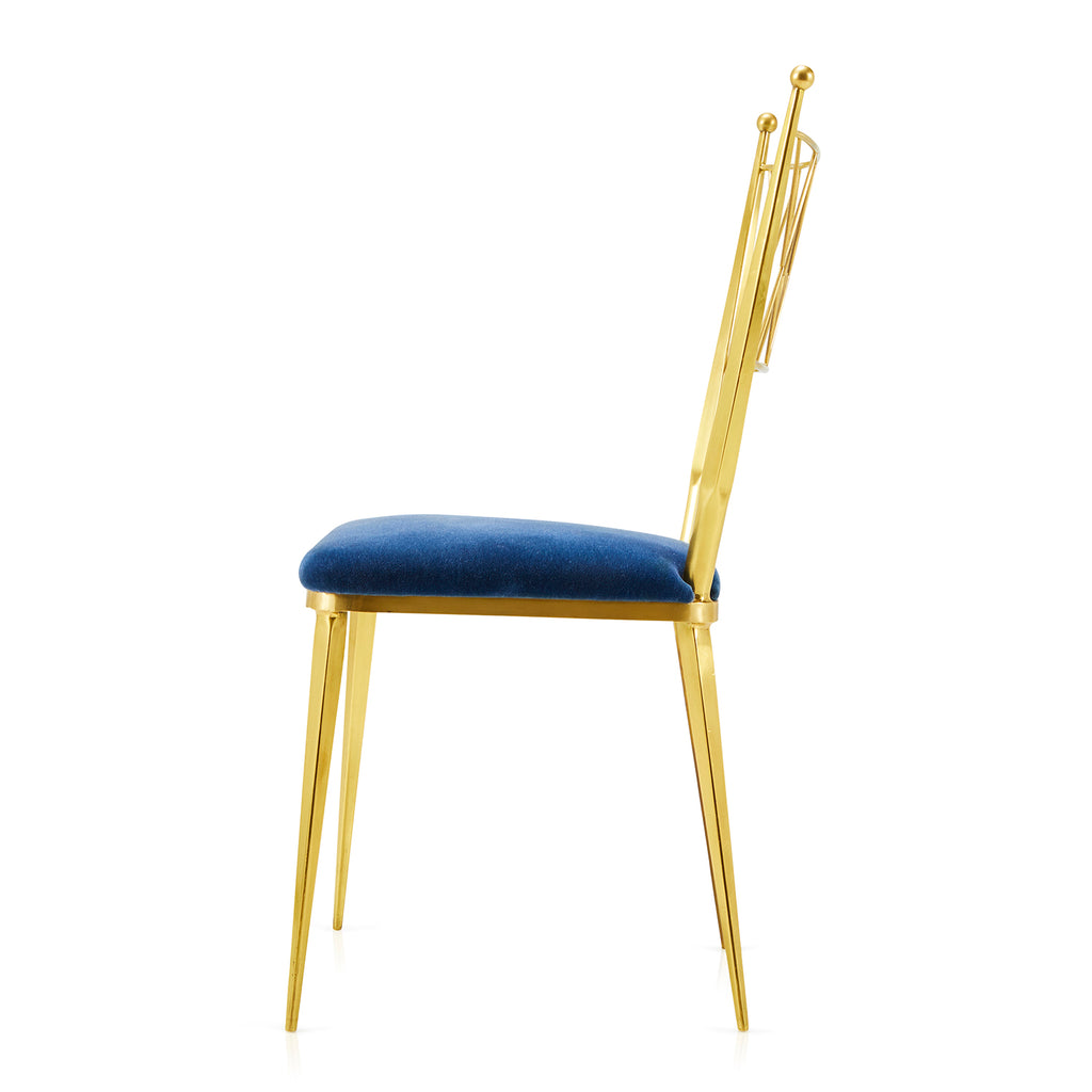 Gold & Blue Cushion Dining Chair