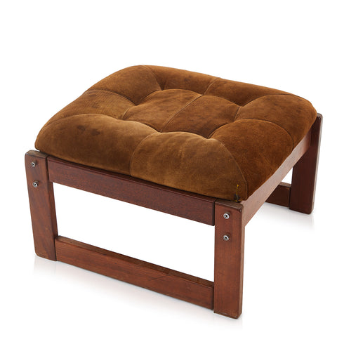 Wood & Brown Suede Peg Ottoman