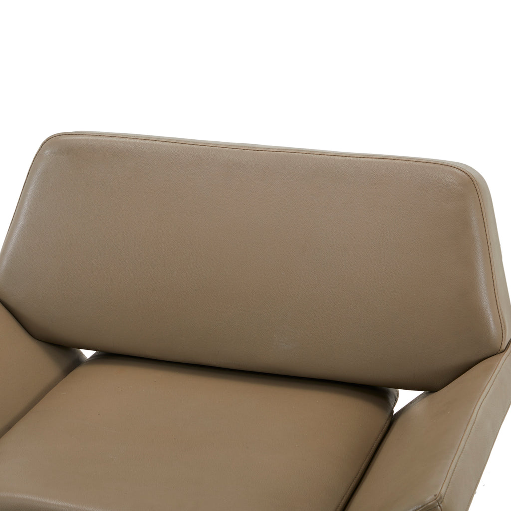 Beige Leather Angled Modern Lounge Chair