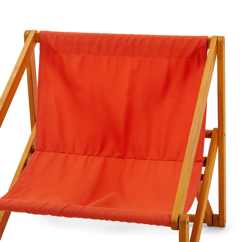 Red Canvas Wood Frame Outdoor Chair