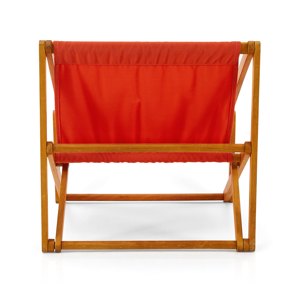 Red Canvas Wood Frame Outdoor Chair