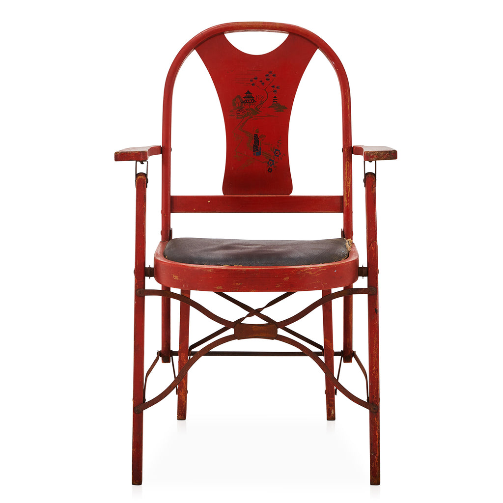 Red Vintage Folding Wood Chair