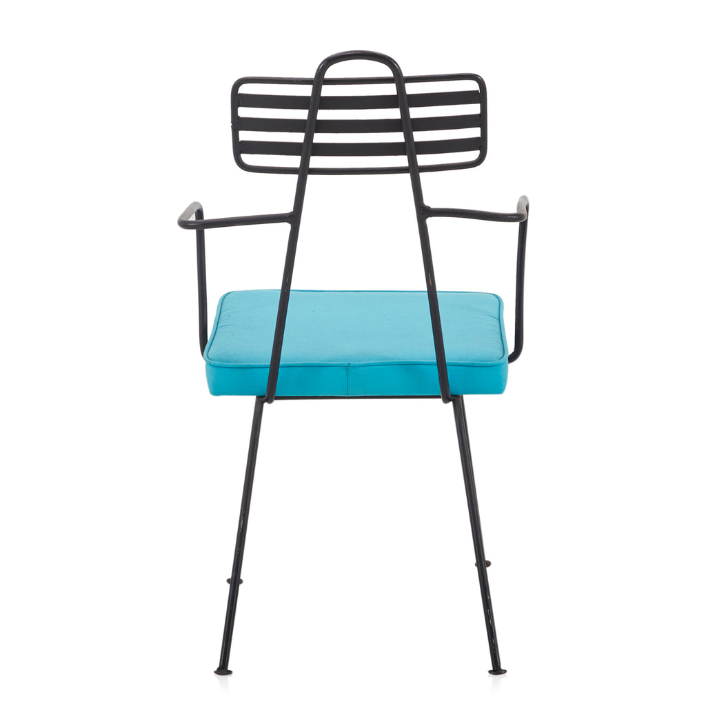 Black & Blue Cushion Metal Outdoor Chair