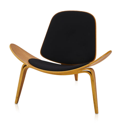 Black & Wood Wide Modern Tripod Lounge Chair