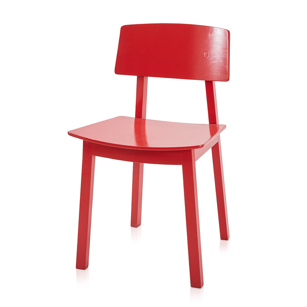 Red Painted Wood Dining Chair