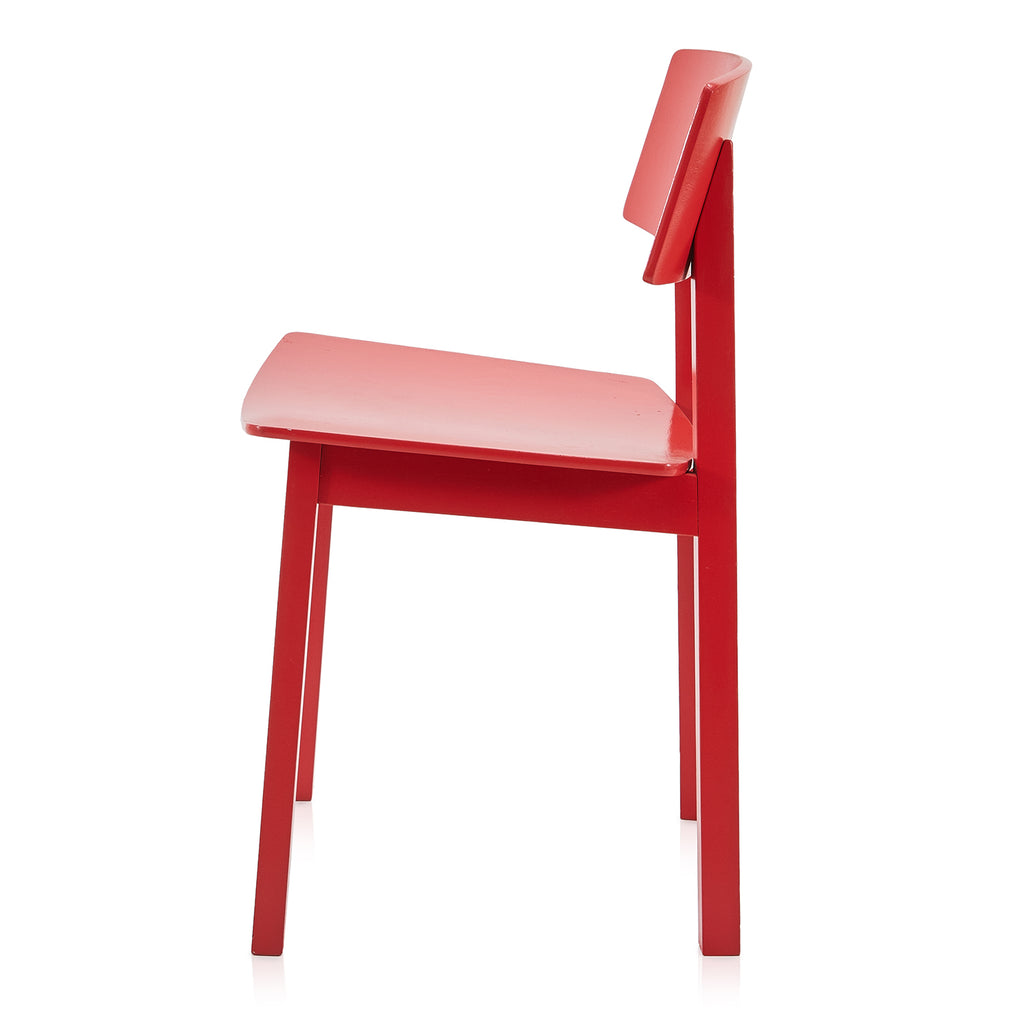 Red Painted Wood Dining Chair