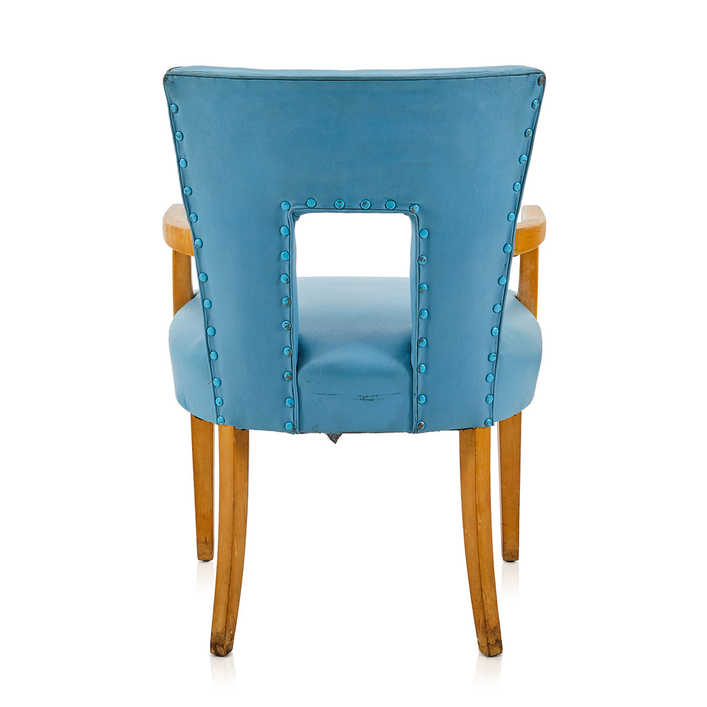 Blue & Wood Square Back Arm Chair