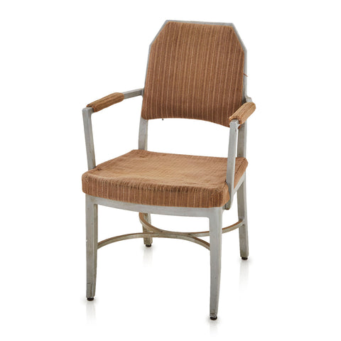Vintage Brown Tweed Fabric Aluminum Office Arm Chair