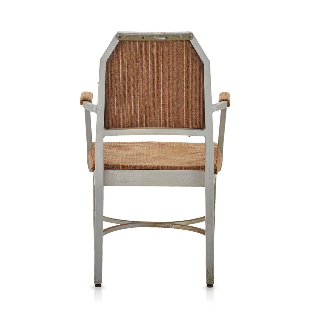 Vintage Brown Tweed Fabric Aluminum Office Arm Chair