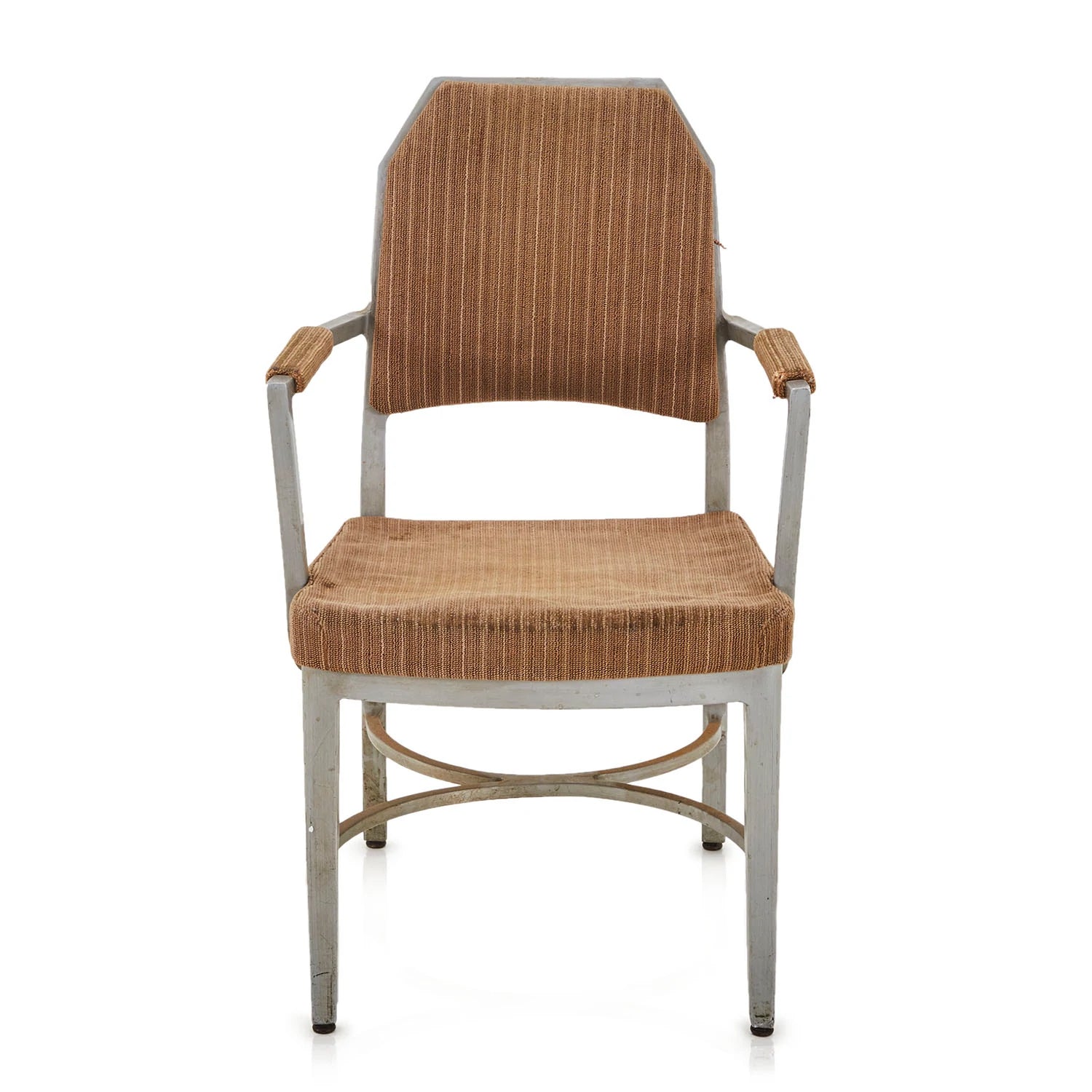 Vintage Brown Tweed Fabric Aluminum Office Arm Chair Gil Roy Props
