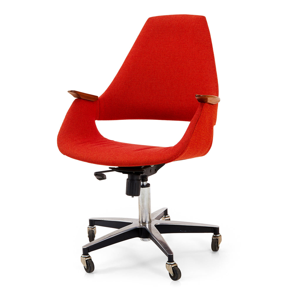 Red Upholstered Chair with Keyhole