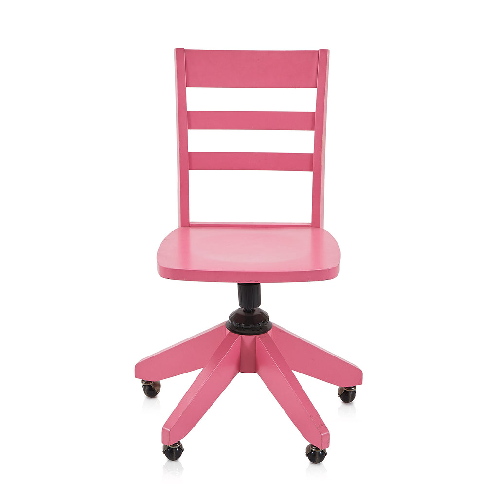 Pink Wood Rolling Chair