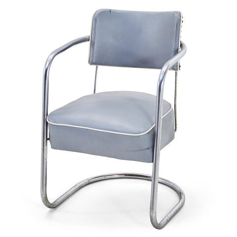 Blue Periwinkle Vinyl & Chrome Lloyd Springer Chair