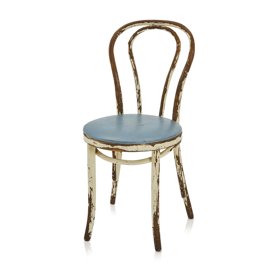 White & Blue Vinyl Weathered Wood Dining Chair