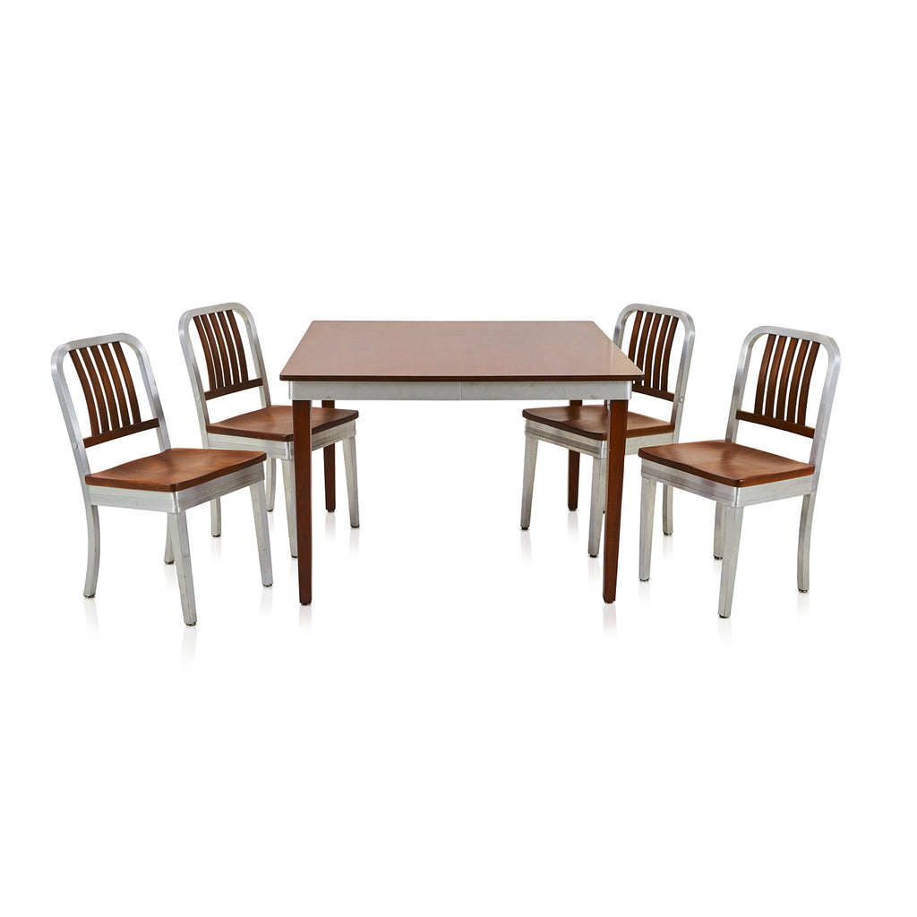 Wood & Aluminum Walnut Dining Table