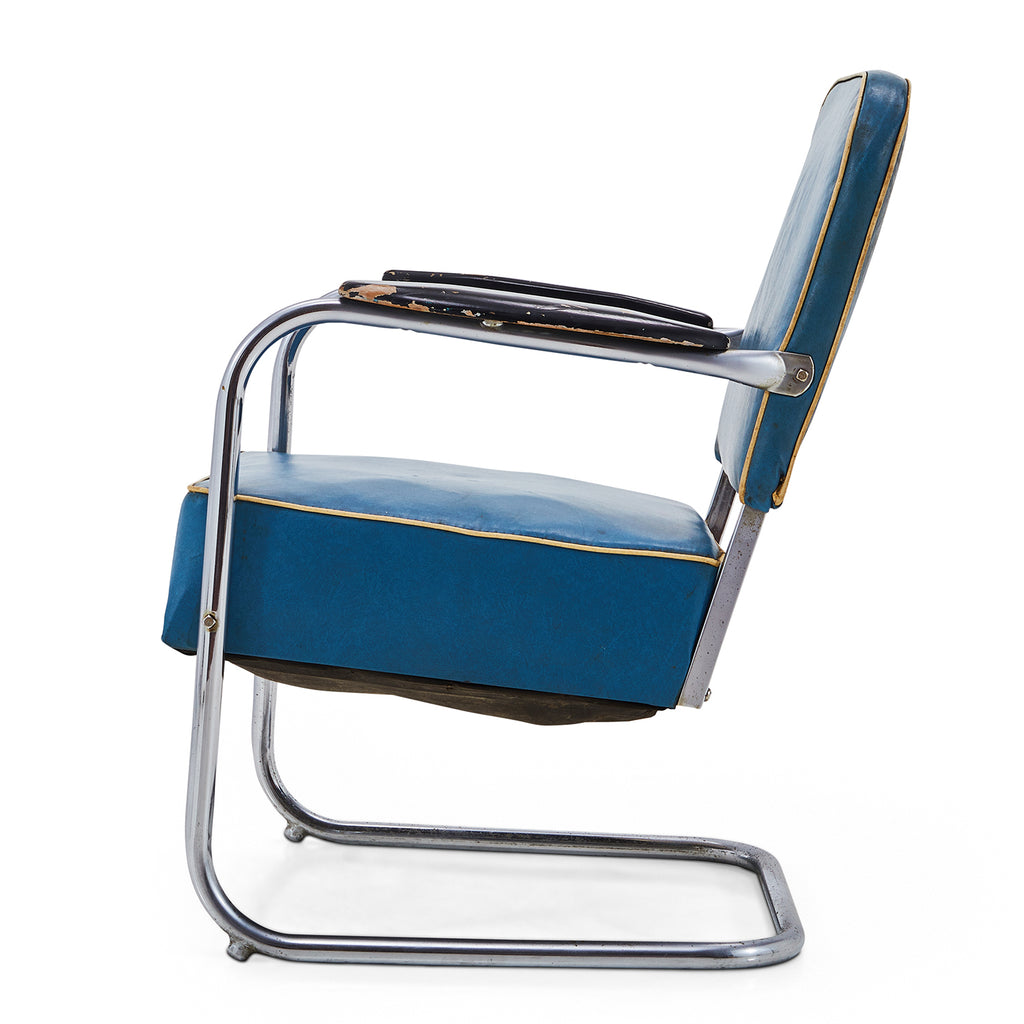Blue Vintage Vinyl Arm Chair