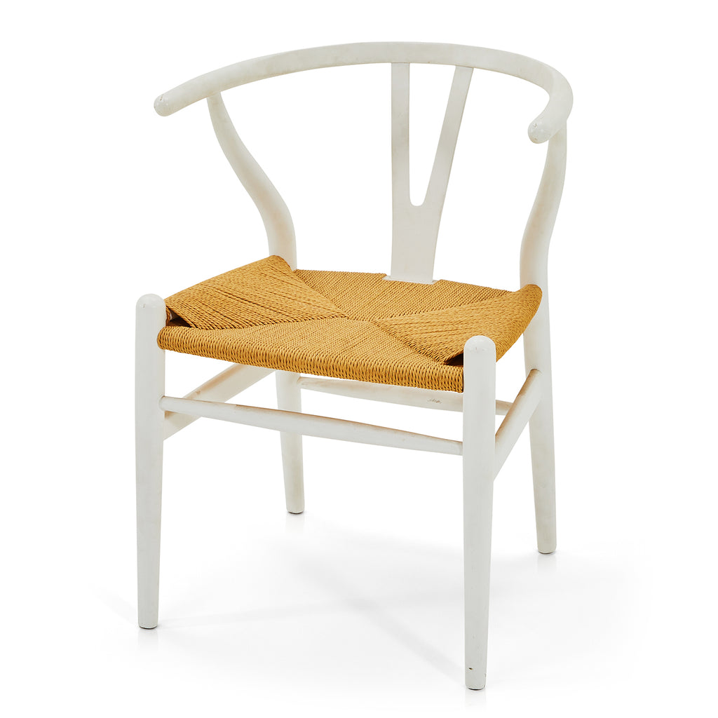 White & Wicker Wishbone Chair