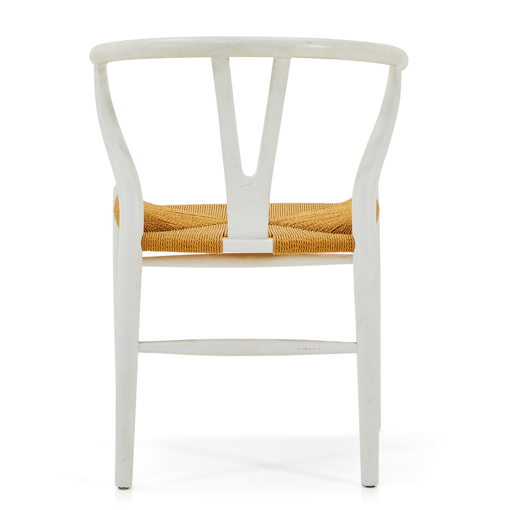 White & Wicker Wishbone Chair