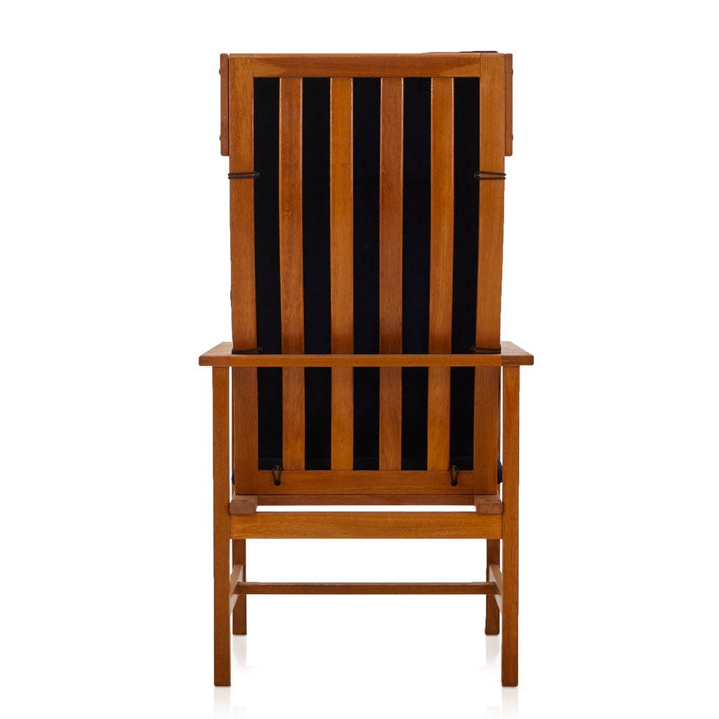 Blue & Wood Modern Wingback Chair