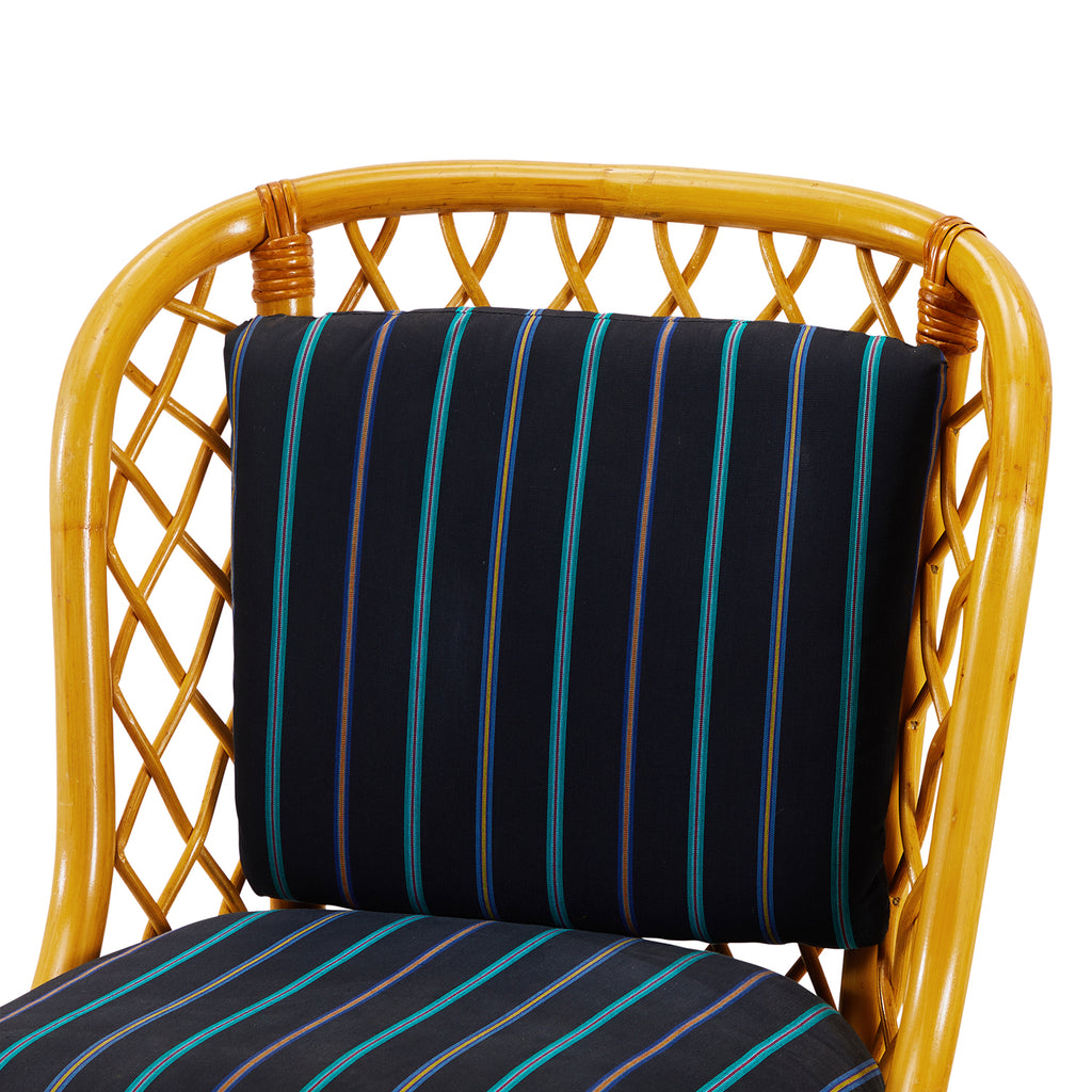 Blue & Rattan Striped Patio Chair