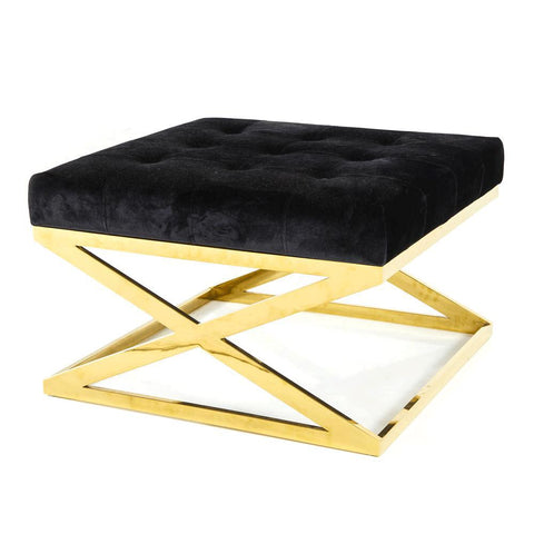 Large Black and Gold Square Ottoman