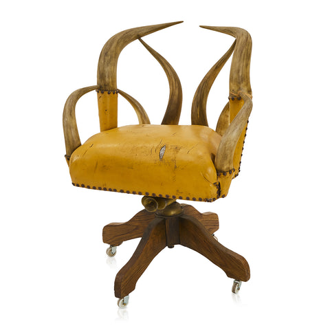Yellow Leather Horns Chair