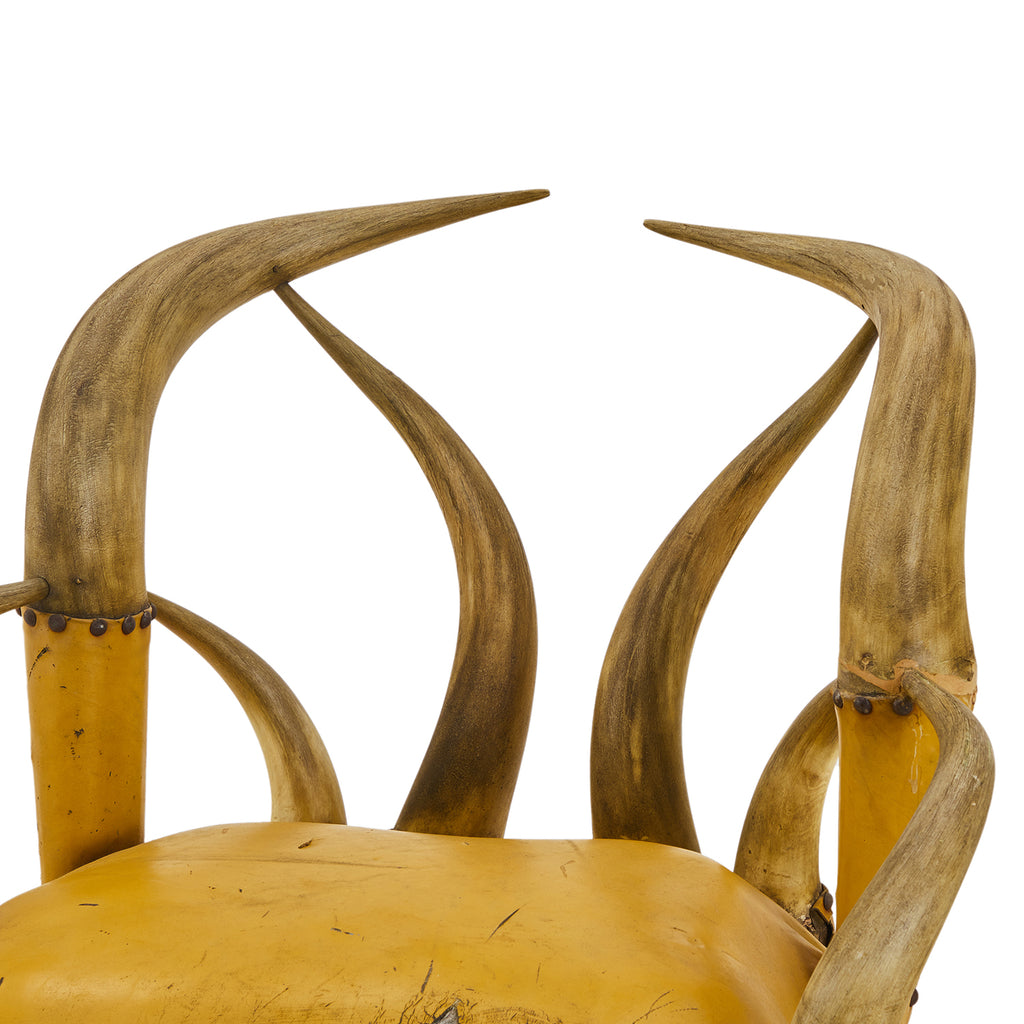 Yellow Leather Horns Chair