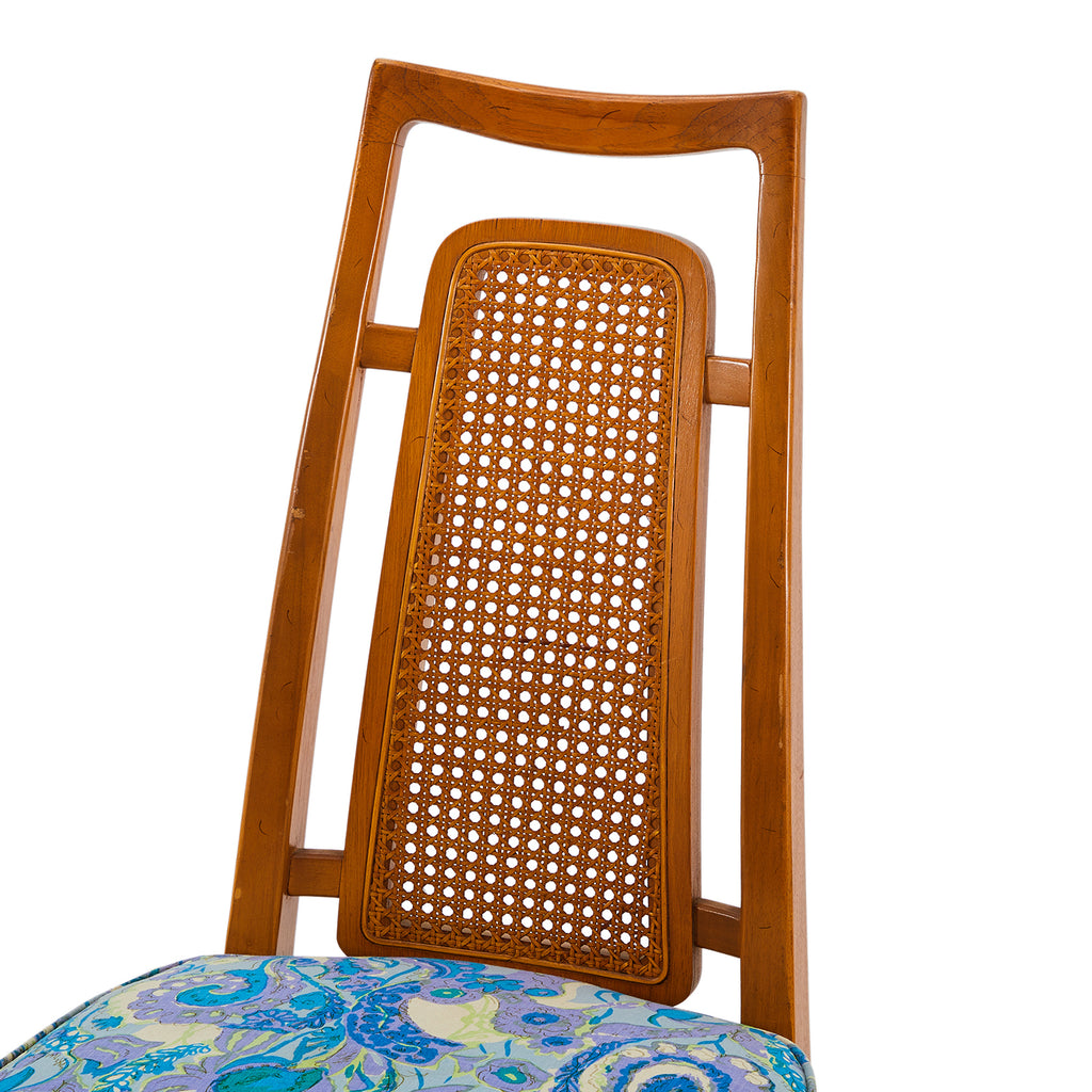 Mid Century Wood and Floral Dining Chair