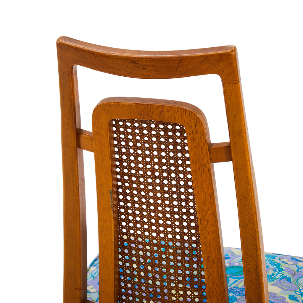 Mid Century Wood and Floral Dining Chair