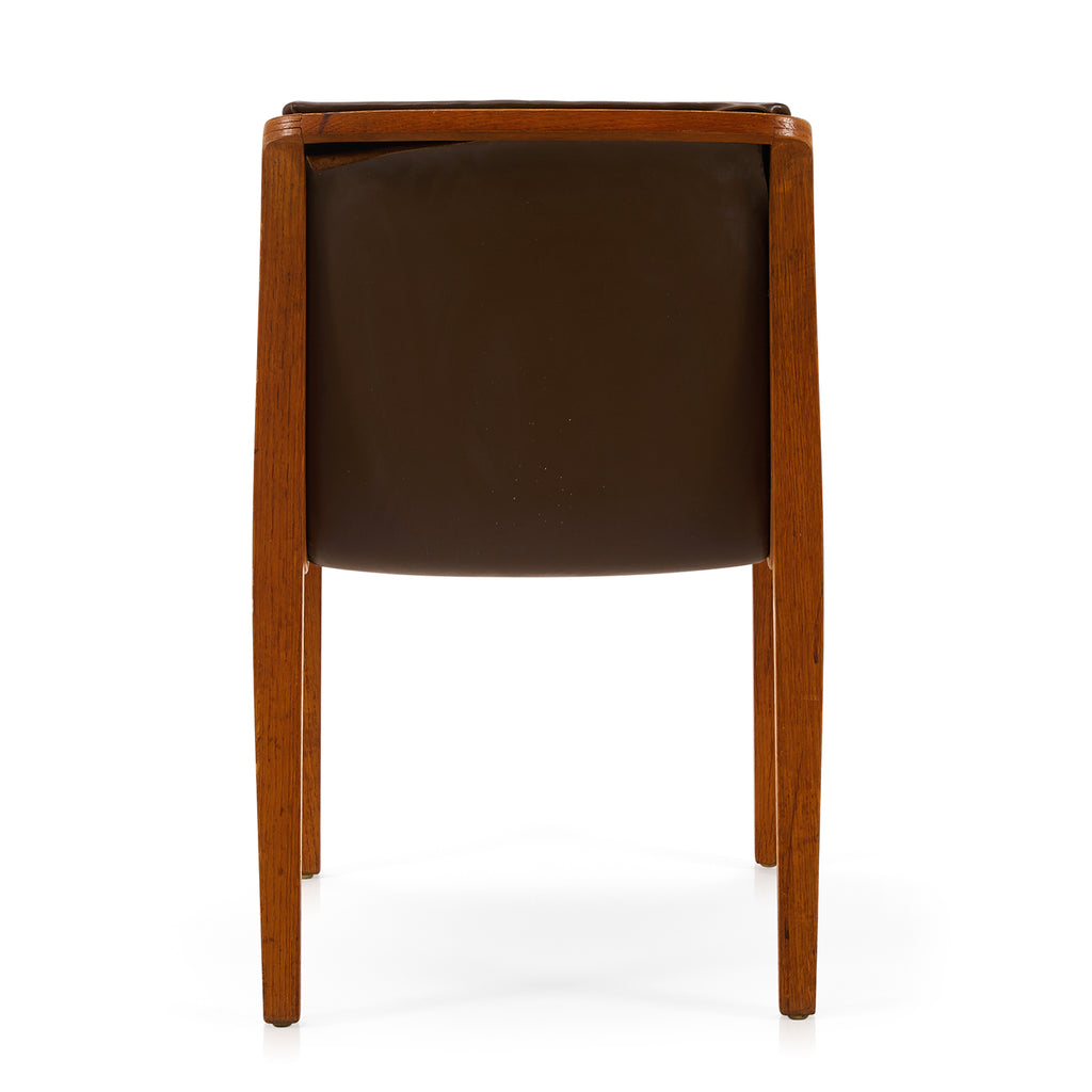 Brown Leather Wood Side Chair
